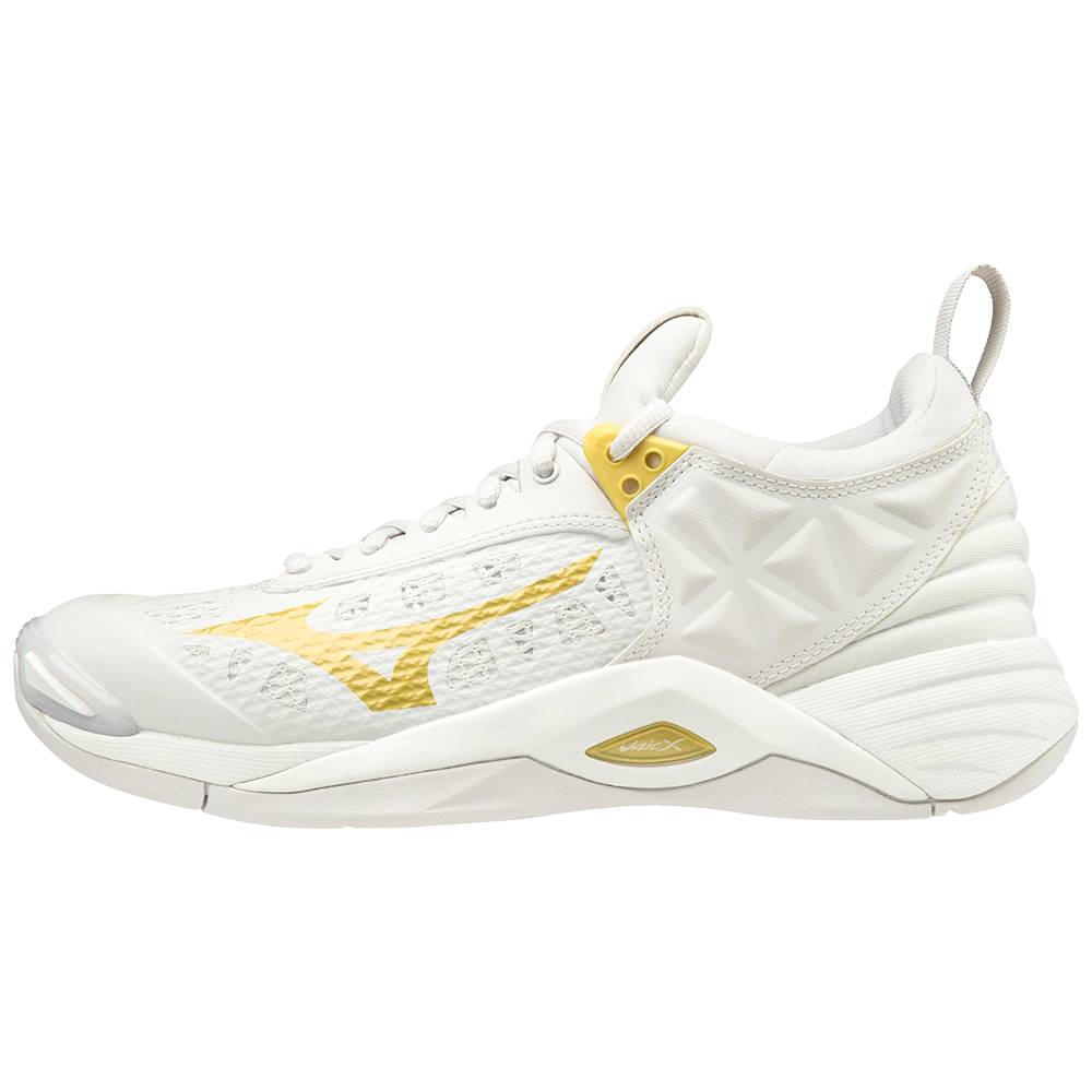 Womens Mizuno Wave Momentum Volleyball Shoes White/Gold Philippines (HEOVDS359)